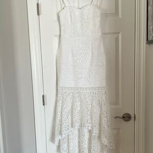 Chic White Lace High-Low Dress